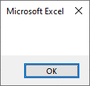 Meldungsfenster in Excel, das keinen Inhalt hat.